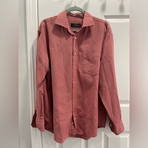 BUGATCHI UOMO Men's Red Checkered Button Down Size Large